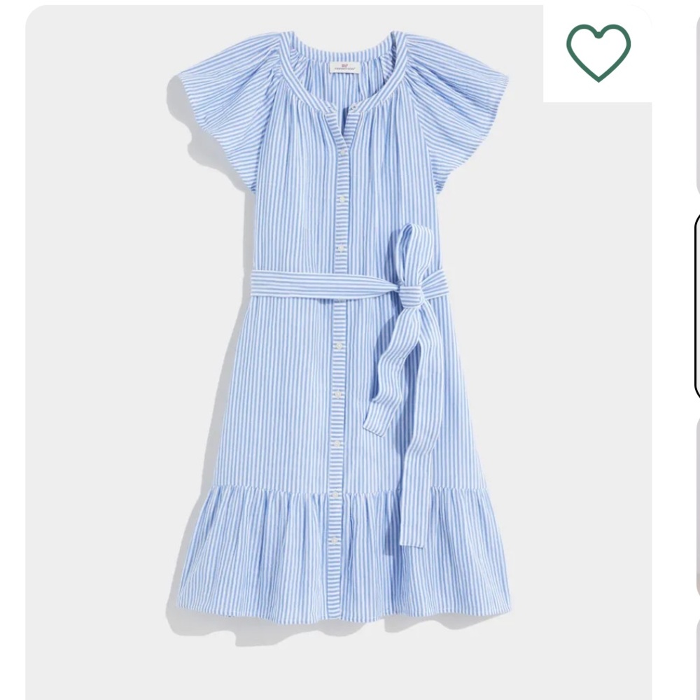 Vineyard Vines Seastitch Flutter-Sleeve Dress | Women’s XS | Tie Belt, Stripe